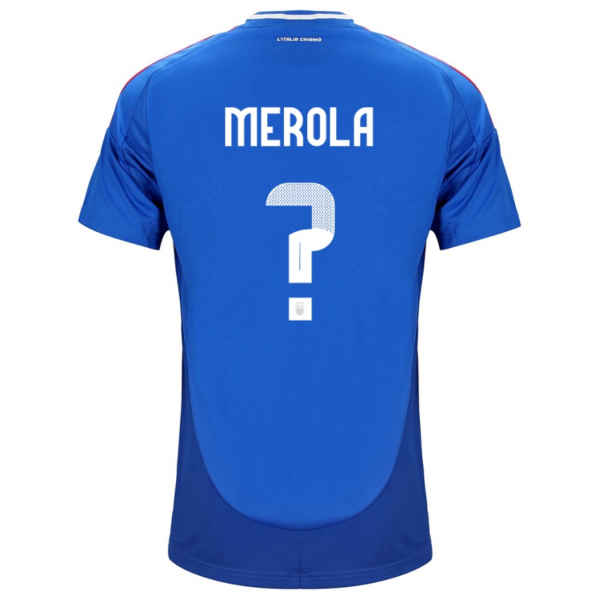 Mujer Camiseta Italia Antonio Stefano Merola #0 Azul 1ª Equipación 24-26 La Camisa Perú