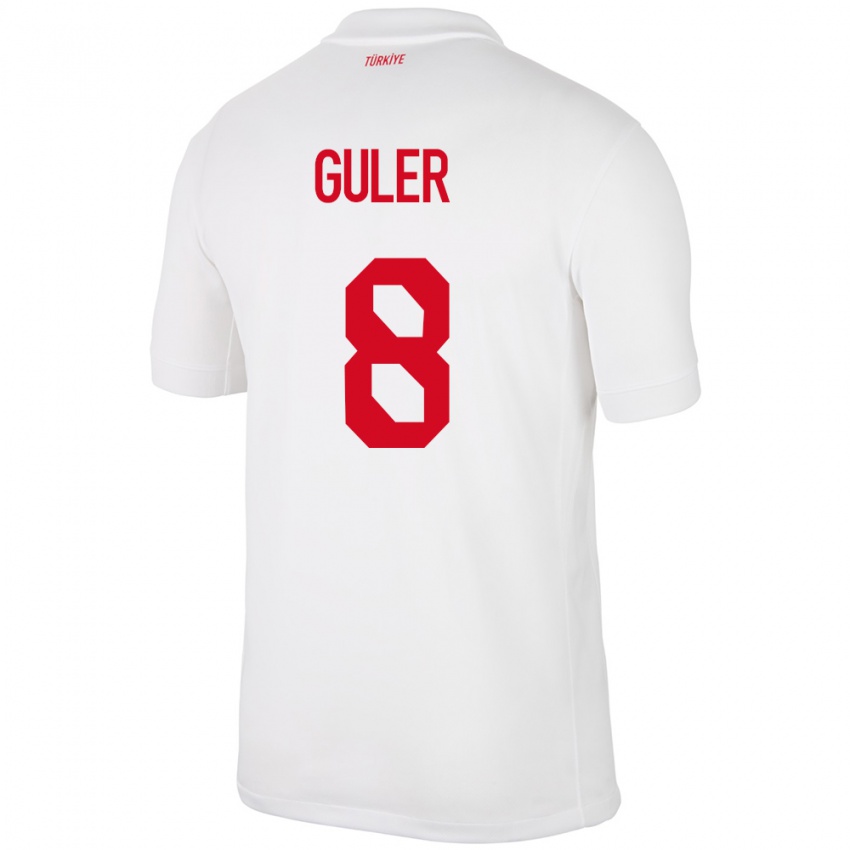 Mujer Camiseta Turquía Arda Güler #8 Blanco 1ª Equipación 24-26 La Camisa Perú