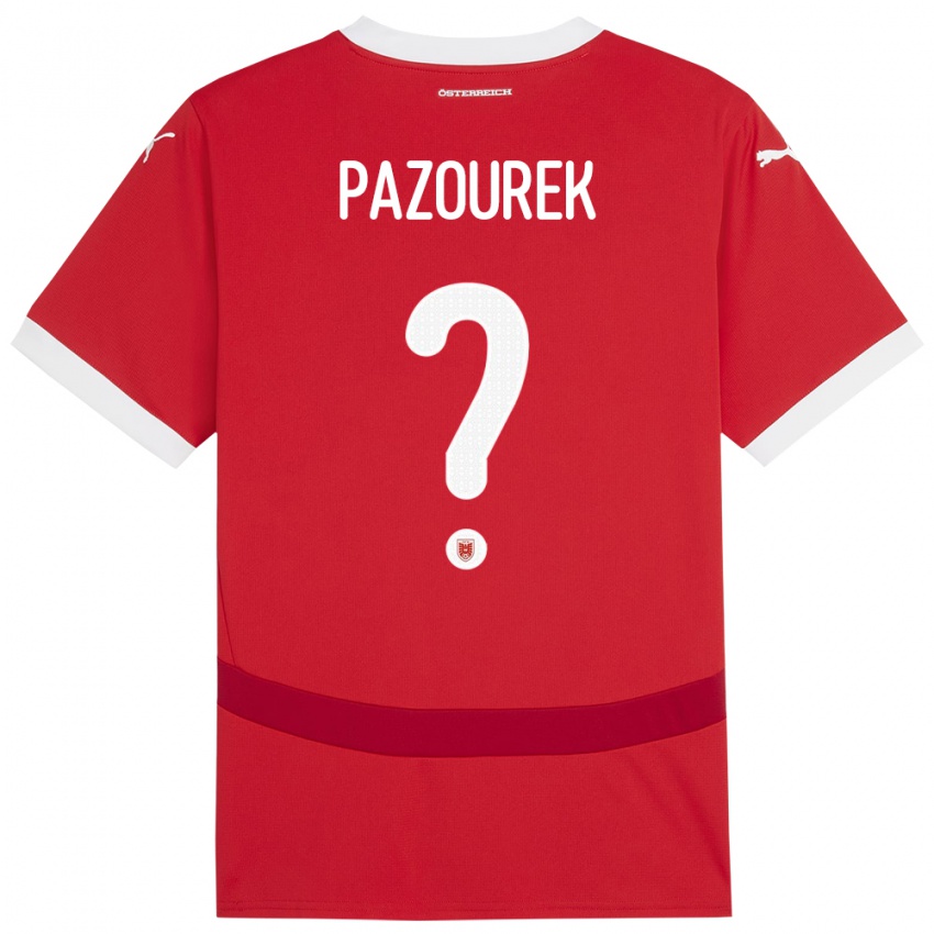 Mujer Camiseta Austria Luca Pazourek #0 Rojo 1ª Equipación 24-26 La Camisa Perú