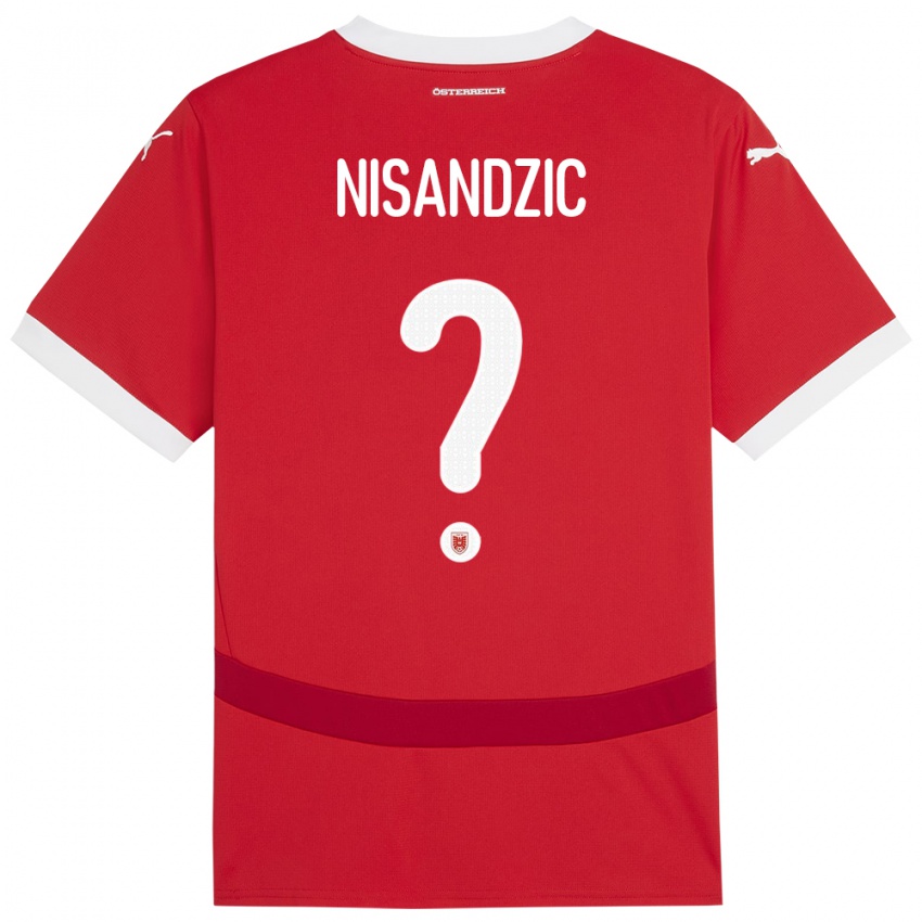 Mujer Camiseta Austria Dominik Nisandzic #0 Rojo 1ª Equipación 24-26 La Camisa Perú