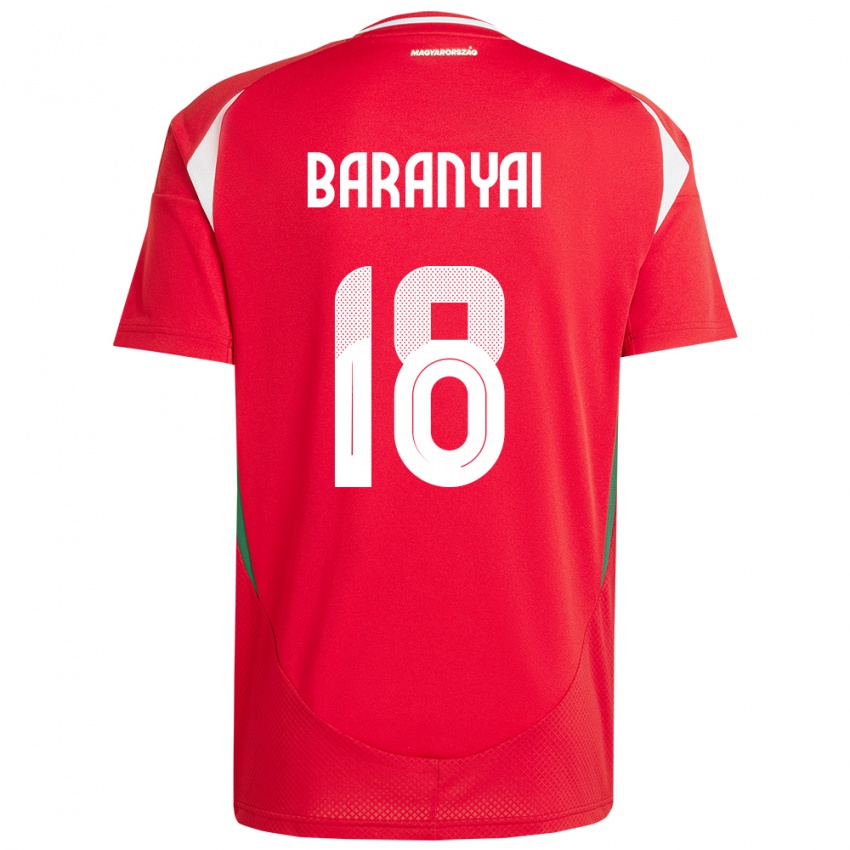 Mujer Camiseta Hungría Nimród Baranyai #18 Rojo 1ª Equipación 24-26 La Camisa Perú
