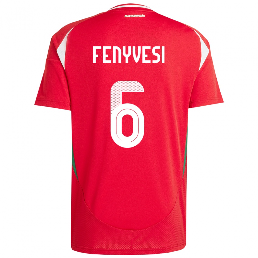 Mujer Camiseta Hungría Evelin Fenyvesi #6 Rojo 1ª Equipación 24-26 La Camisa Perú