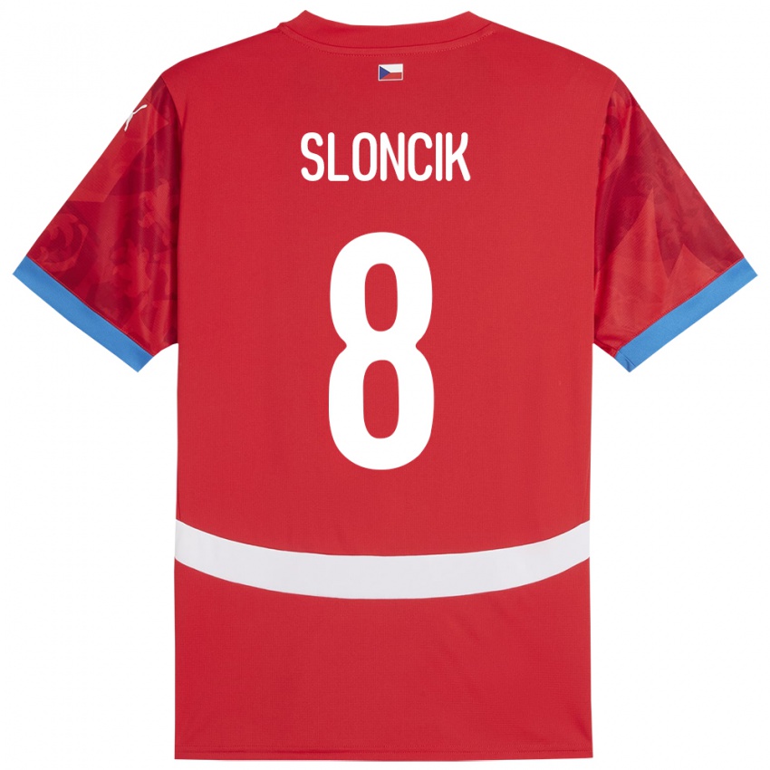 Mujer Camiseta Chequia Simon Sloncik #8 Rojo 1ª Equipación 24-26 La Camisa Perú