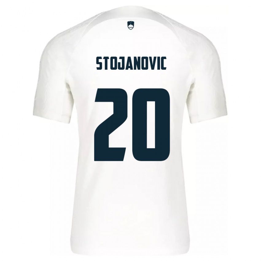 Mujer Camiseta Eslovenia Petar Stojanović #20 Blanco 1ª Equipación 24-26 La Camisa Perú