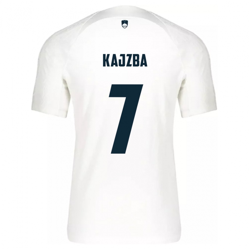 Mujer Camiseta Eslovenia Nina Kajzba #7 Blanco 1ª Equipación 24-26 La Camisa Perú