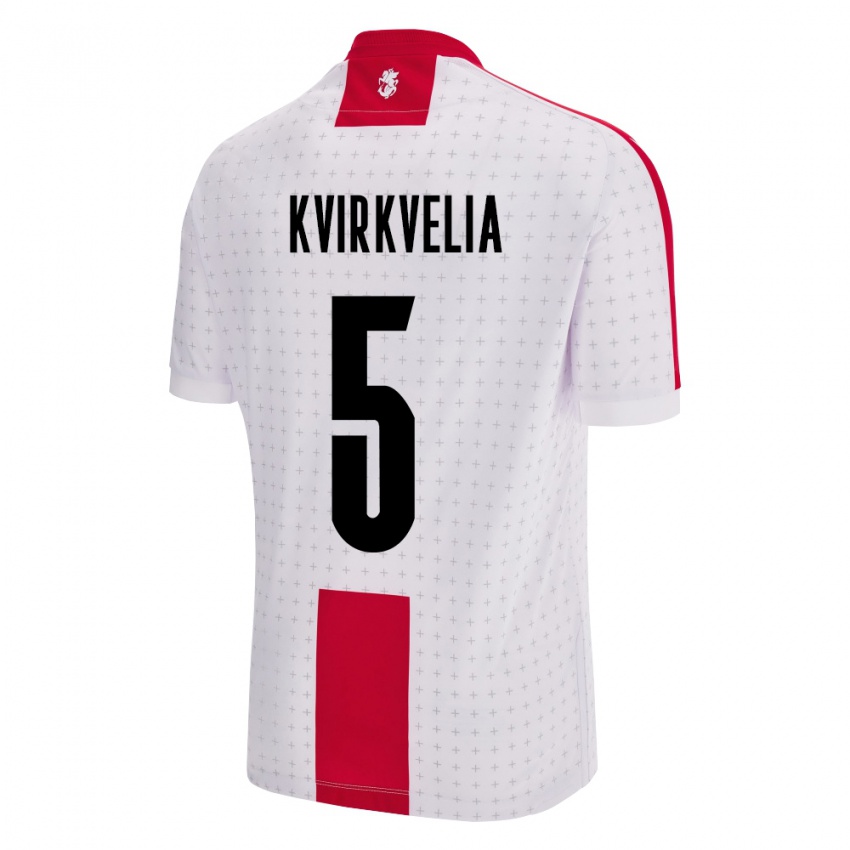 Mujer Camiseta Georgia Solomon Kvirkvelia #5 Blanco 1ª Equipación 24-26 La Camisa Perú