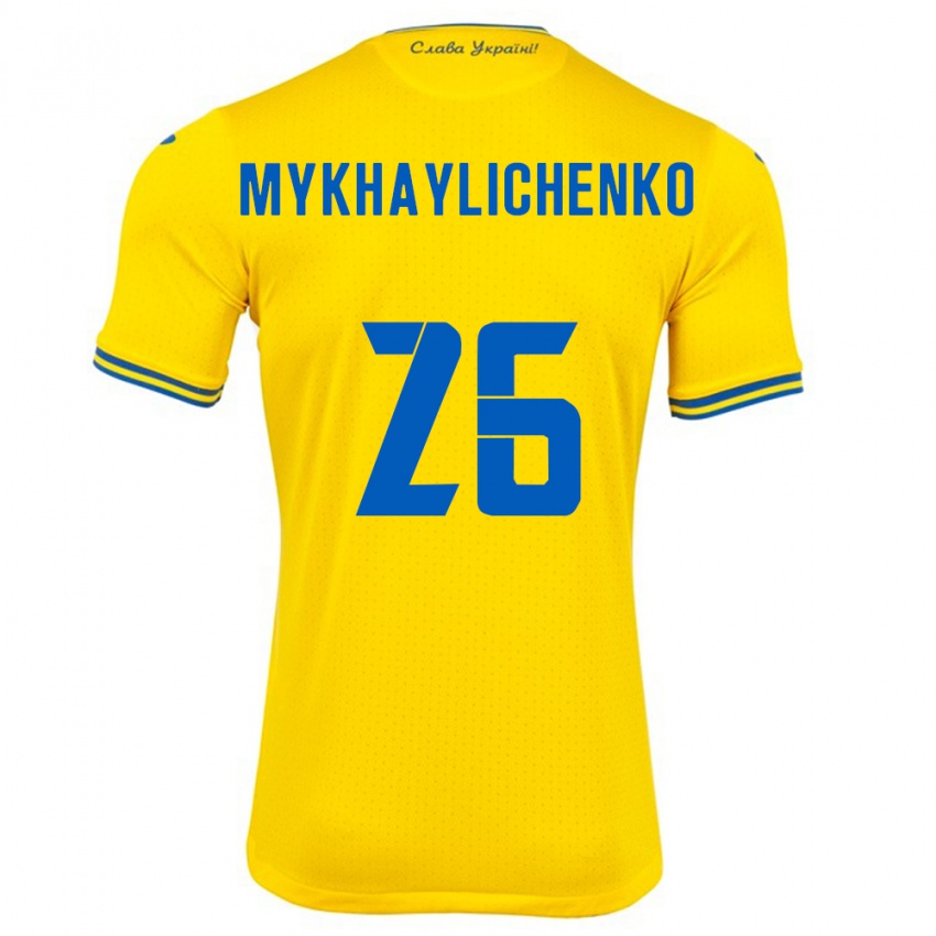 Mujer Camiseta Ucrania Bogdan Mykhaylichenko #26 Amarillo 1ª Equipación 24-26 La Camisa Perú