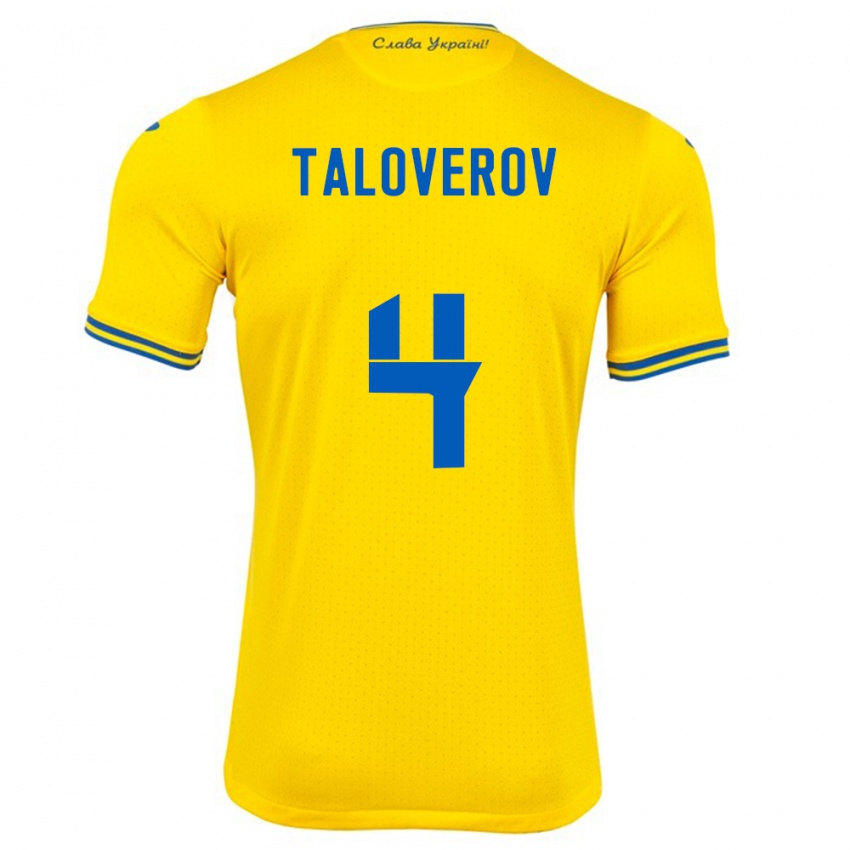 Mujer Camiseta Ucrania Maksym Taloverov #4 Amarillo 1ª Equipación 24-26 La Camisa Perú