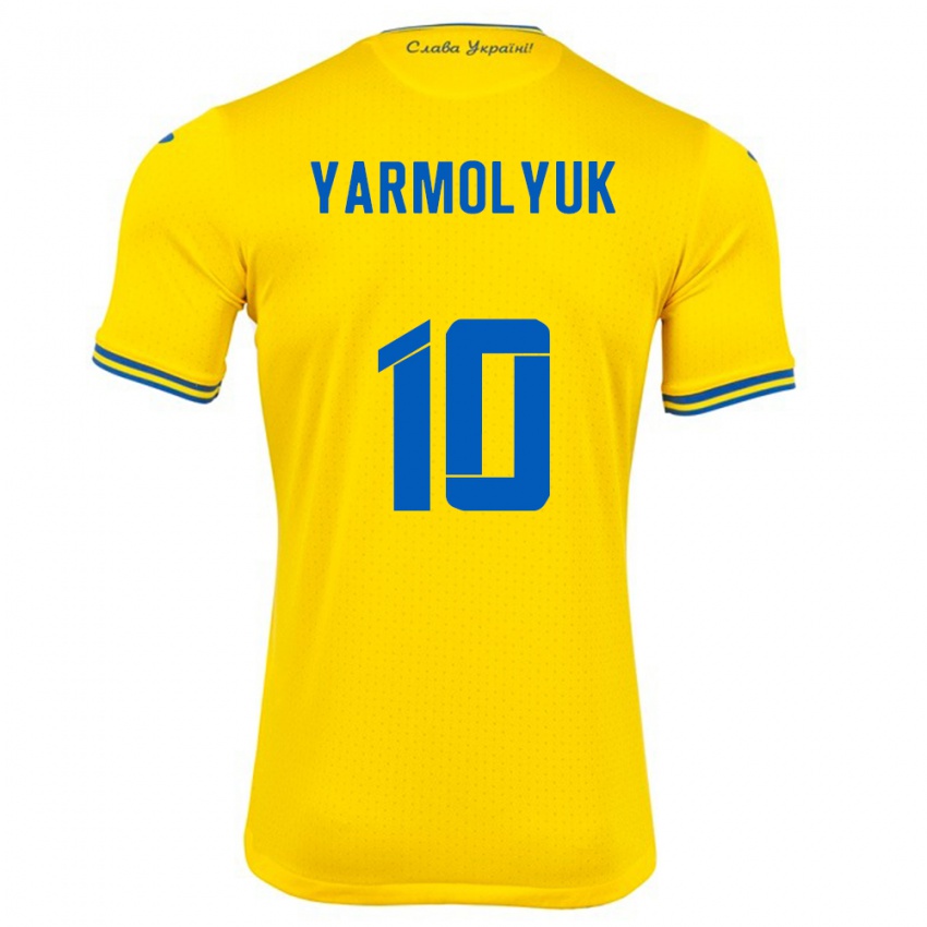 Mujer Camiseta Ucrania Yegor Yarmolyuk #10 Amarillo 1ª Equipación 24-26 La Camisa Perú