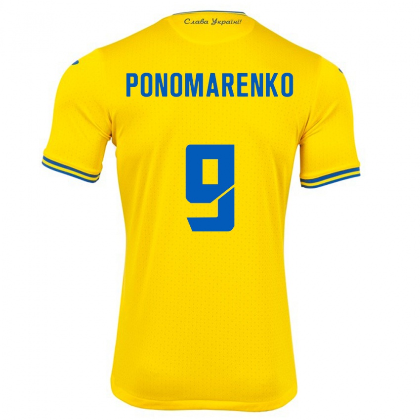 Mujer Camiseta Ucrania Matviy Ponomarenko #9 Amarillo 1ª Equipación 24-26 La Camisa Perú