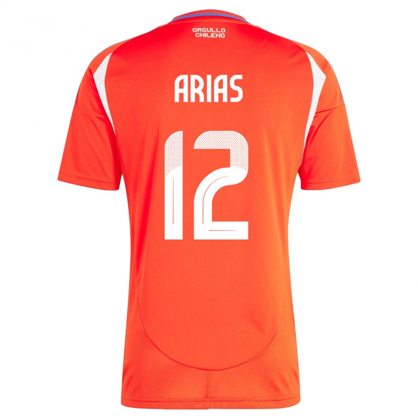 Mujer Camiseta Chile Gabriel Arias #12 Rojo 1ª Equipación 24-26 La Camisa Perú