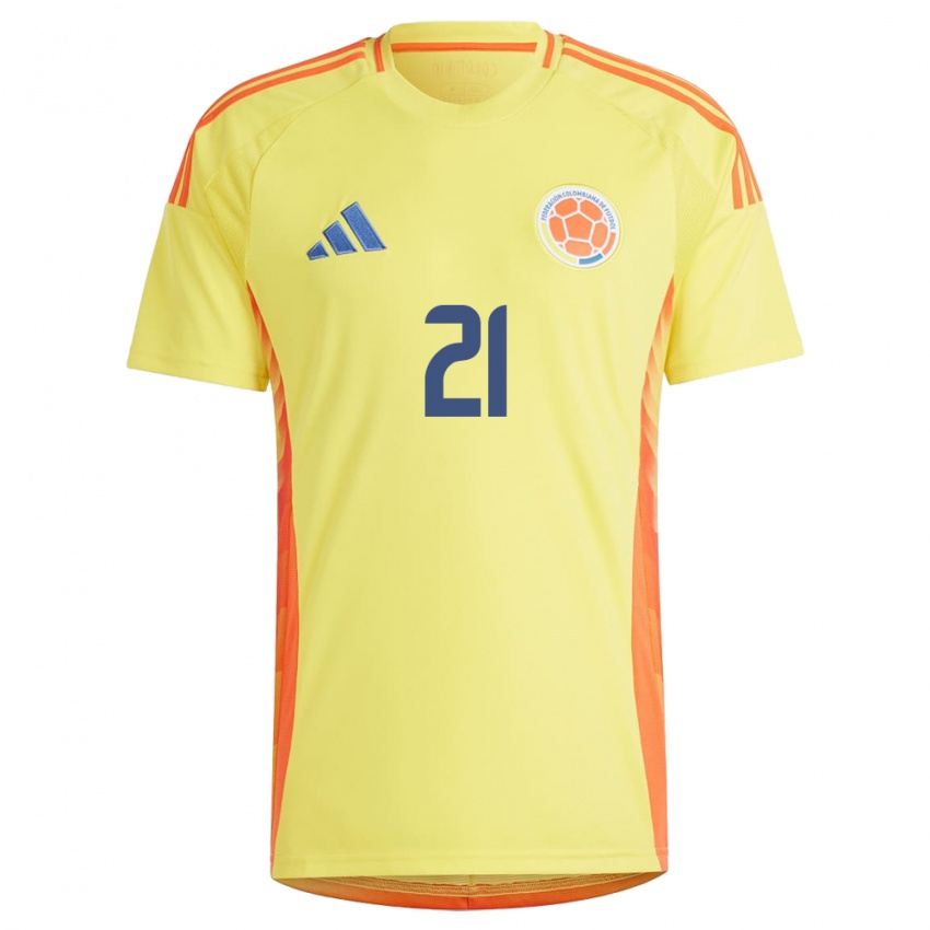 Mujer Camiseta Colombia Liana Salazar #21 Amarillo 1ª Equipación 24-26 La Camisa Perú