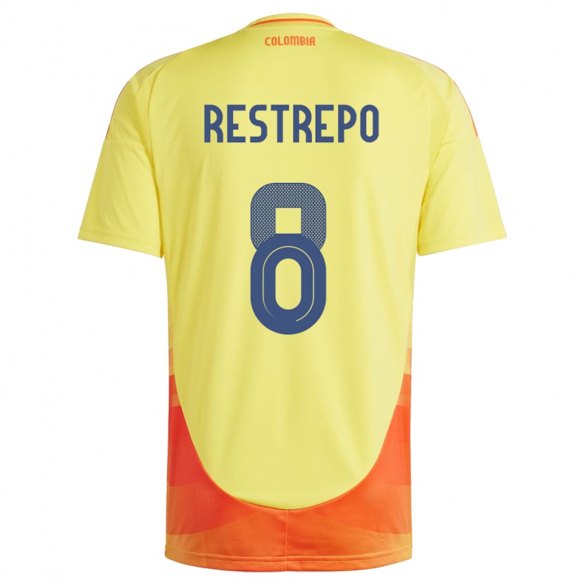 Mujer Camiseta Colombia Marcela Restrepo #8 Amarillo 1ª Equipación 24-26 La Camisa Perú