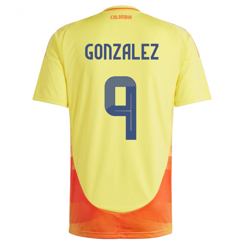 Mujer Camiseta Colombia Manuela González #9 Amarillo 1ª Equipación 24-26 La Camisa Perú