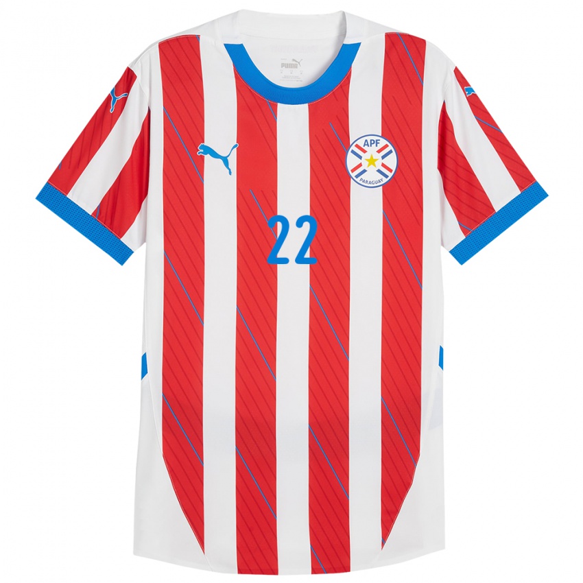 Mujer Camiseta Paraguay Javier Talavera #22 Blanco Rojo 1ª Equipación 24-26 La Camisa Perú