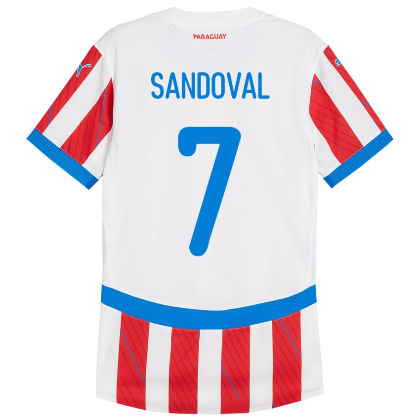 Mujer Camiseta Paraguay Fabiola Sandoval #7 Blanco Rojo 1ª Equipación 24-26 La Camisa Perú