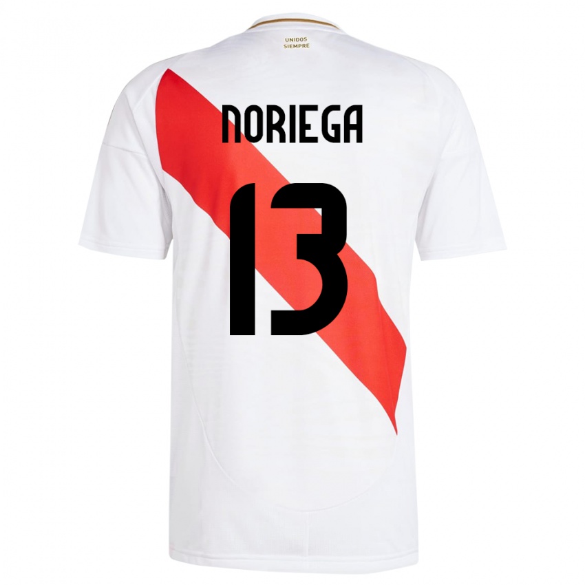 Mujer Camiseta Perú Erick Noriega #13 Blanco 1ª Equipación 24-26 La Camisa Perú
