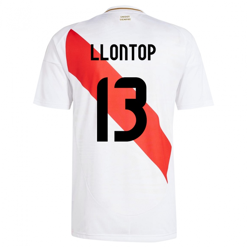 Mujer Camiseta Perú Mathías Llontop #13 Blanco 1ª Equipación 24-26 La Camisa Perú