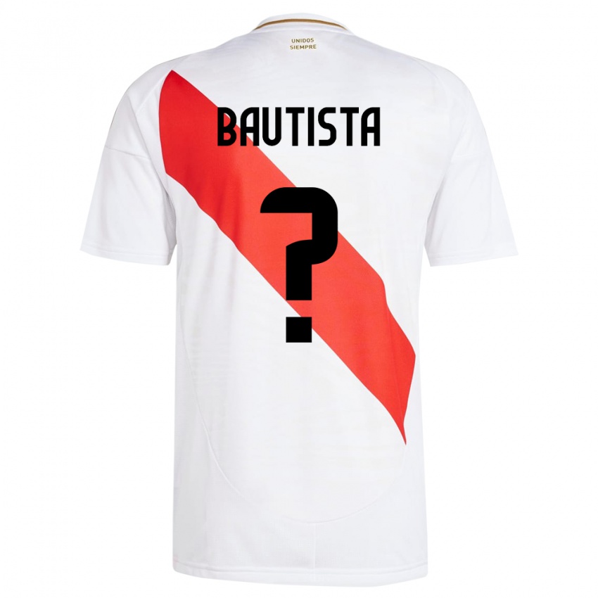 Mujer Camiseta Perú César Bautista #0 Blanco 1ª Equipación 24-26 La Camisa Perú