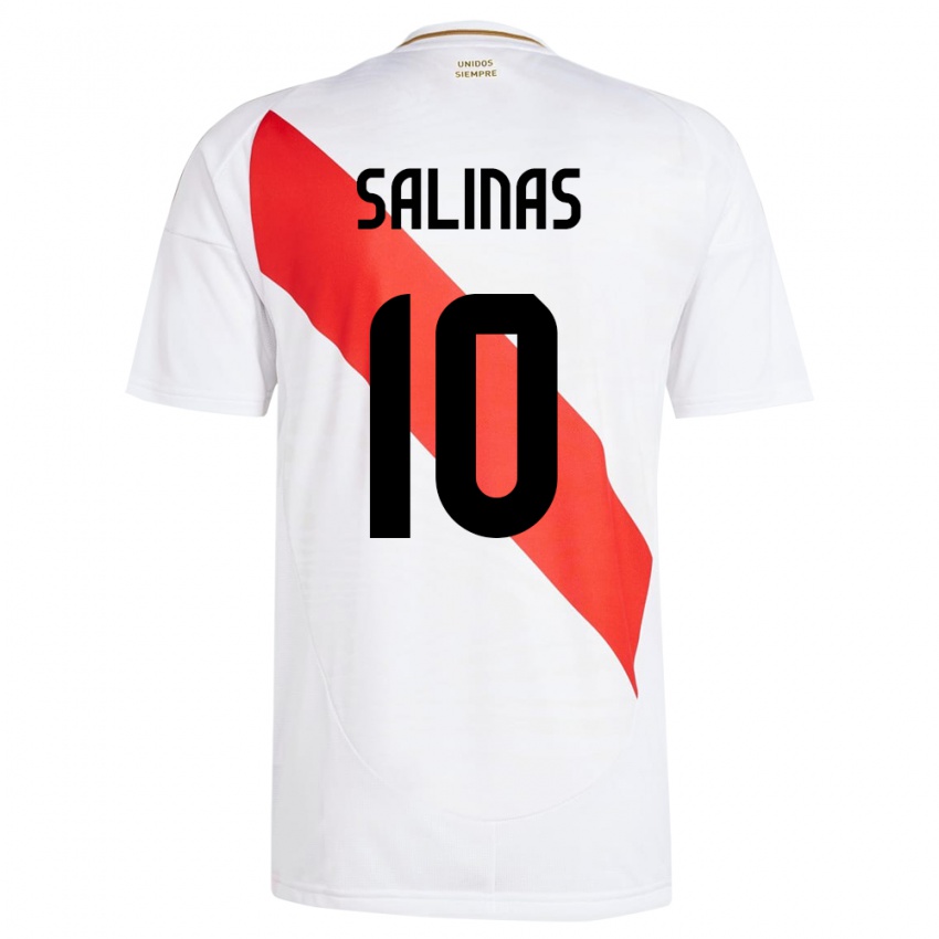 Mujer Camiseta Perú Thiago Salinas #10 Blanco 1ª Equipación 24-26 La Camisa Perú