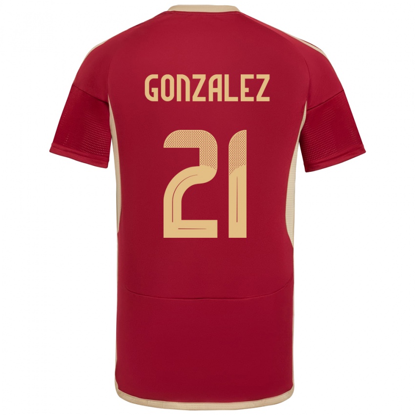 Mujer Camiseta Venezuela Alexander González #21 Borgoña 1ª Equipación 24-26 La Camisa Perú