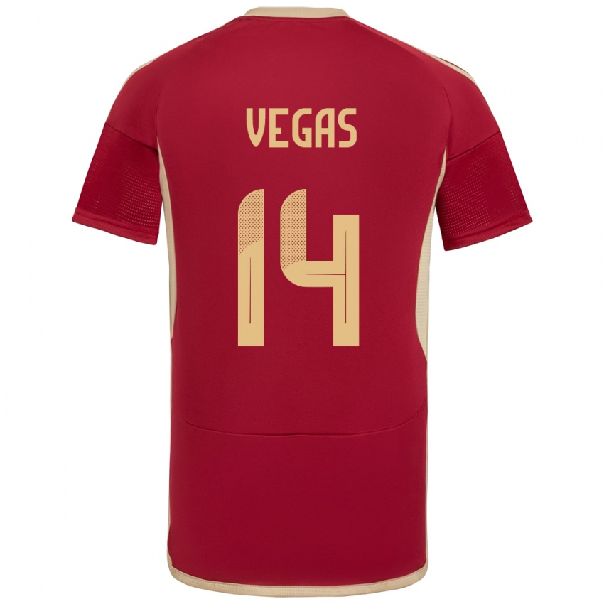Mujer Camiseta Venezuela Miguel Vegas #14 Borgoña 1ª Equipación 24-26 La Camisa Perú