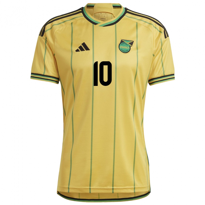 Mujer Camiseta Jamaica Denzel Mckenzie #10 Amarillo 1ª Equipación 24-26 La Camisa Perú