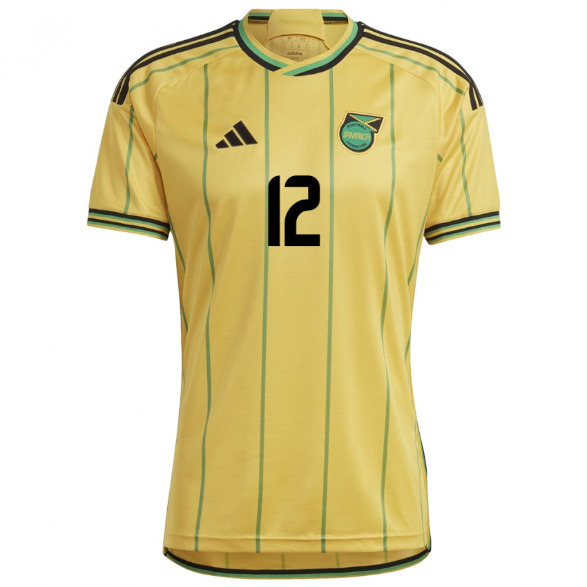 Mujer Camiseta Jamaica Tyrese Gowe #12 Amarillo 1ª Equipación 24-26 La Camisa Perú