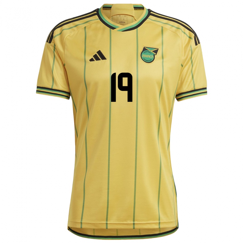 Mujer Camiseta Jamaica Jamal Lowe #19 Amarillo 1ª Equipación 24-26 La Camisa Perú