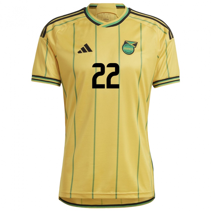 Mujer Camiseta Jamaica Greg Leigh #22 Amarillo 1ª Equipación 24-26 La Camisa Perú