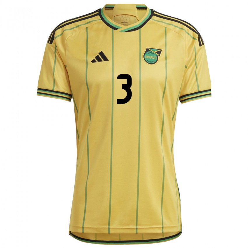 Mujer Camiseta Jamaica Vyan Sampson #3 Amarillo 1ª Equipación 24-26 La Camisa Perú