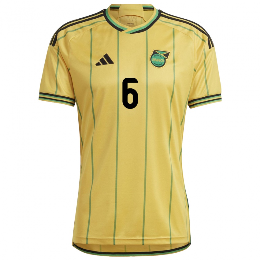 Mujer Camiseta Jamaica Logan Mcfadden #6 Amarillo 1ª Equipación 24-26 La Camisa Perú