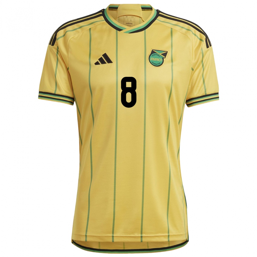 Mujer Camiseta Jamaica Makai Welch #8 Amarillo 1ª Equipación 24-26 La Camisa Perú