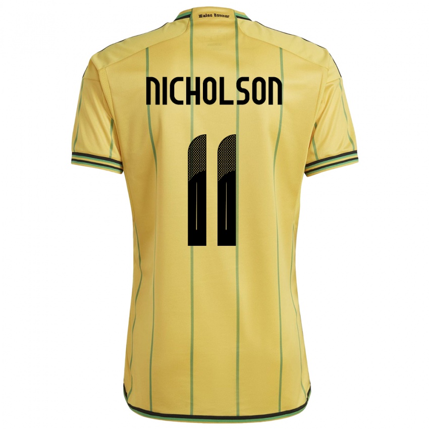 Mujer Camiseta Jamaica Shamar Nicholson #11 Amarillo 1ª Equipación 24-26 La Camisa Perú