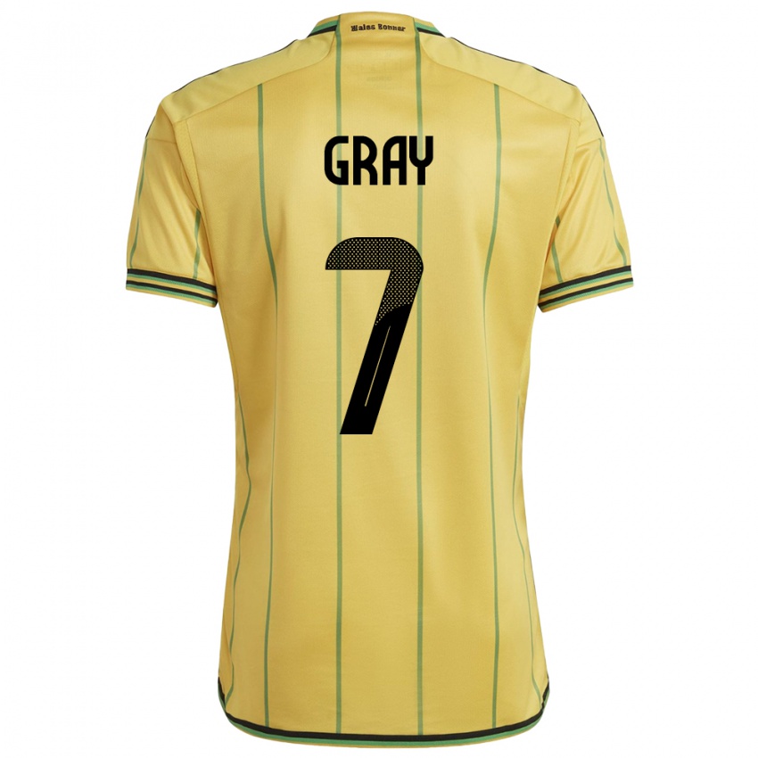 Mujer Camiseta Jamaica Demarai Gray #7 Amarillo 1ª Equipación 24-26 La Camisa Perú