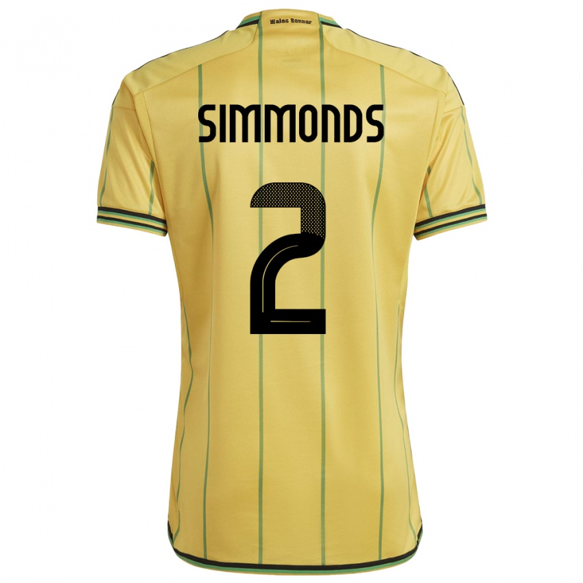 Mujer Camiseta Jamaica Nicholas Simmonds #2 Amarillo 1ª Equipación 24-26 La Camisa Perú
