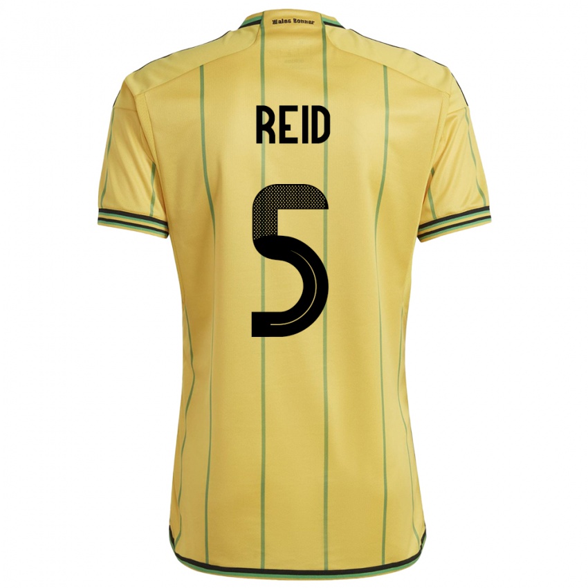 Mujer Camiseta Jamaica Adrian Reid #5 Amarillo 1ª Equipación 24-26 La Camisa Perú