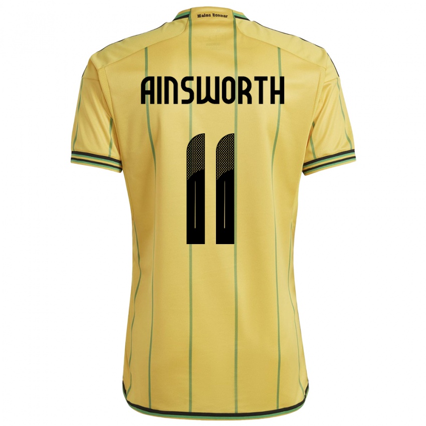 Mujer Camiseta Jamaica Christopher Ainsworth #11 Amarillo 1ª Equipación 24-26 La Camisa Perú