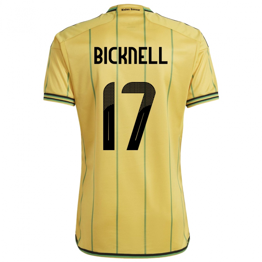 Mujer Camiseta Jamaica Alexander Bicknell #17 Amarillo 1ª Equipación 24-26 La Camisa Perú
