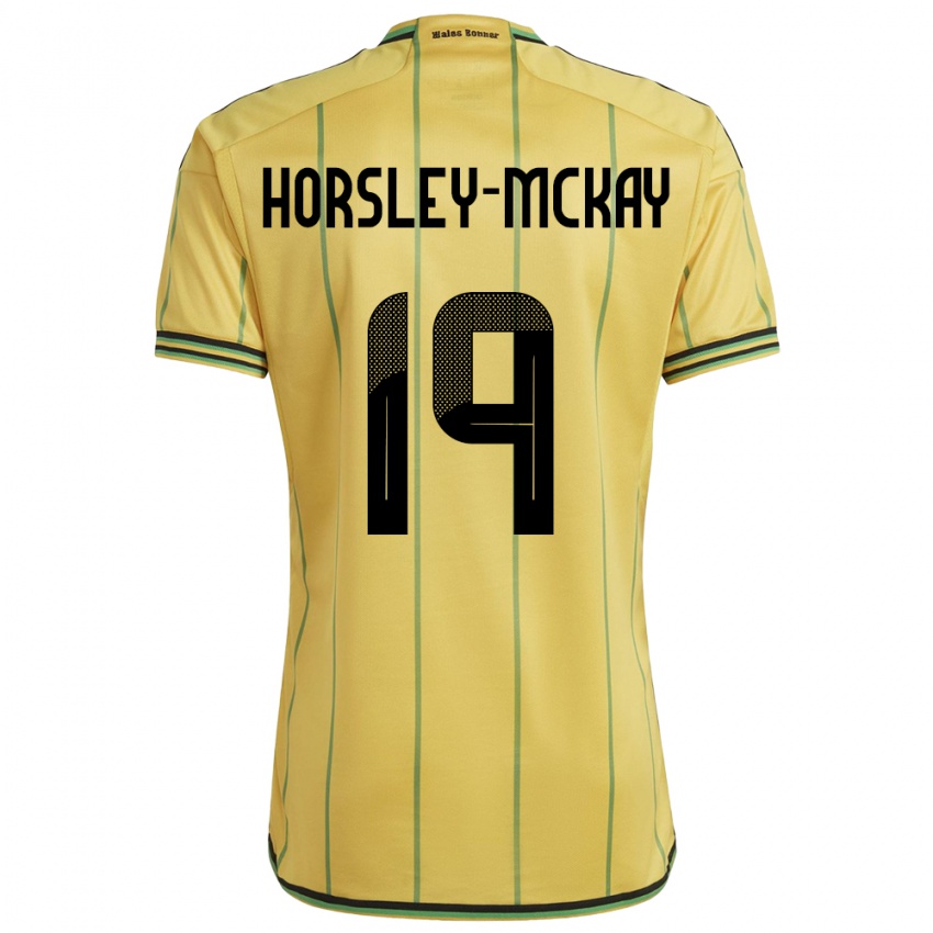 Mujer Camiseta Jamaica Kyron Horsley-Mckay #19 Amarillo 1ª Equipación 24-26 La Camisa Perú