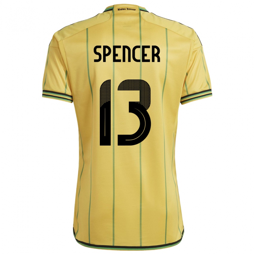 Mujer Camiseta Jamaica Rebecca Spencer #13 Amarillo 1ª Equipación 24-26 La Camisa Perú