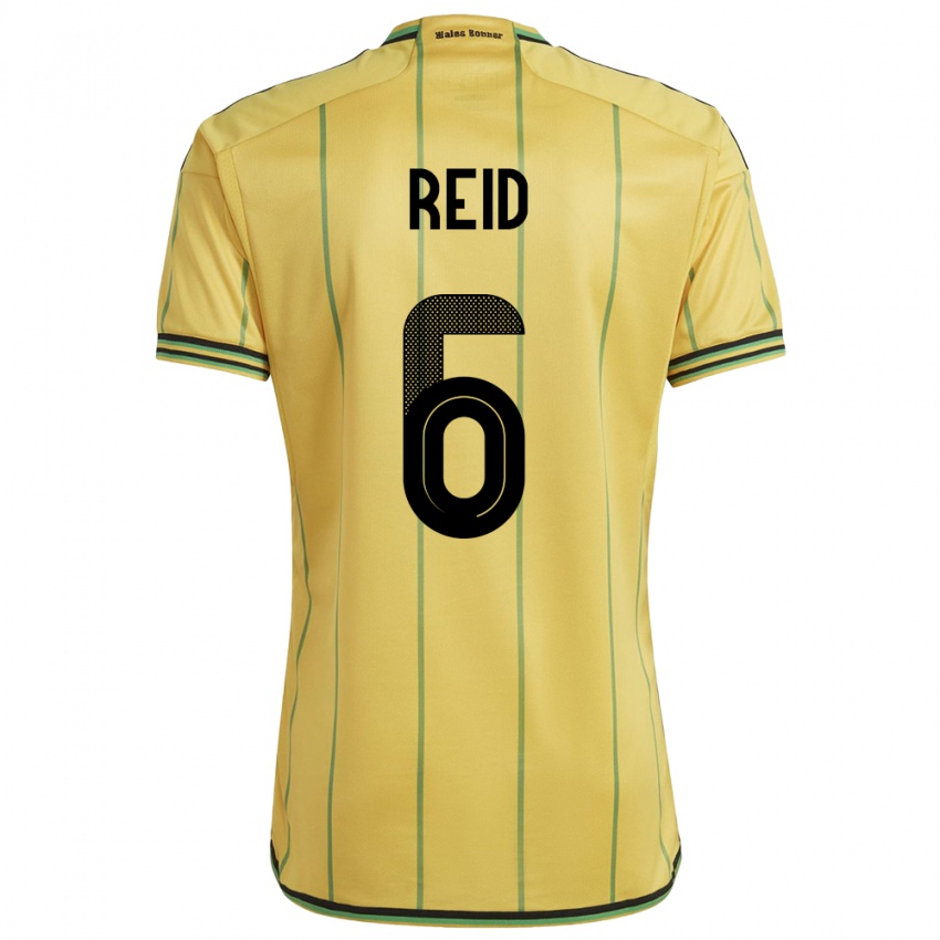 Mujer Camiseta Jamaica Lauren Reid #6 Amarillo 1ª Equipación 24-26 La Camisa Perú