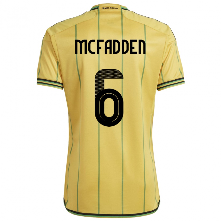 Mujer Camiseta Jamaica Logan Mcfadden #6 Amarillo 1ª Equipación 24-26 La Camisa Perú