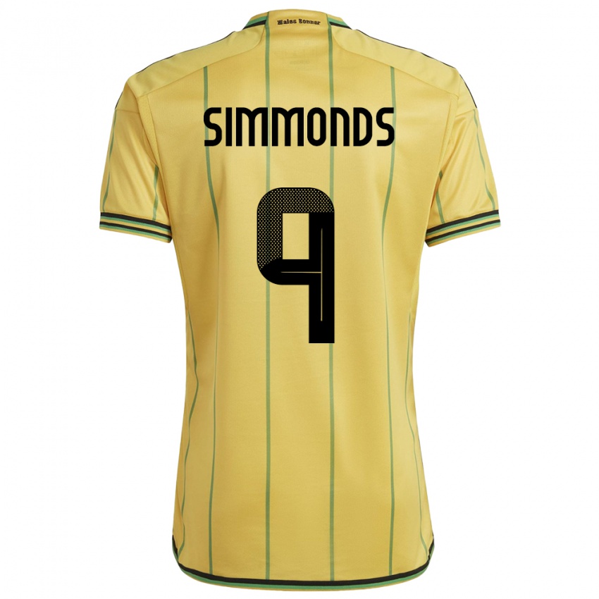 Mujer Camiseta Jamaica Kameron Simmonds #9 Amarillo 1ª Equipación 24-26 La Camisa Perú