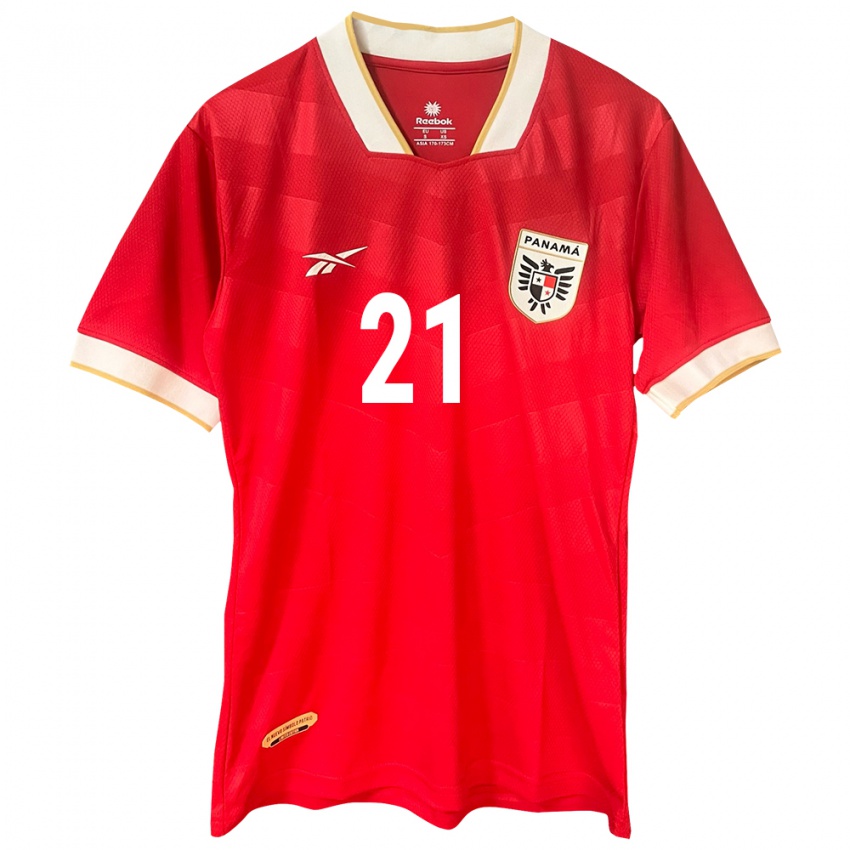 Mujer Camiseta Panamá Davis Contreras #21 Rojo 1ª Equipación 24-26 La Camisa Perú