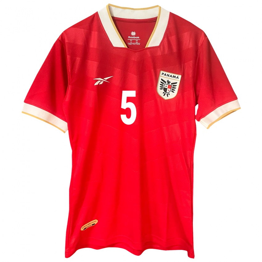 Mujer Camiseta Panamá Juan Carlos Hall #5 Rojo 1ª Equipación 24-26 La Camisa Perú