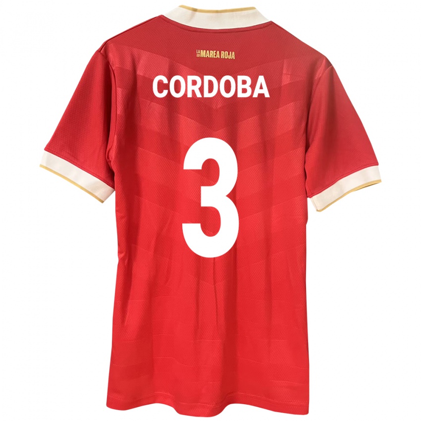 Mujer Camiseta Panamá José Córdoba #3 Rojo 1ª Equipación 24-26 La Camisa Perú