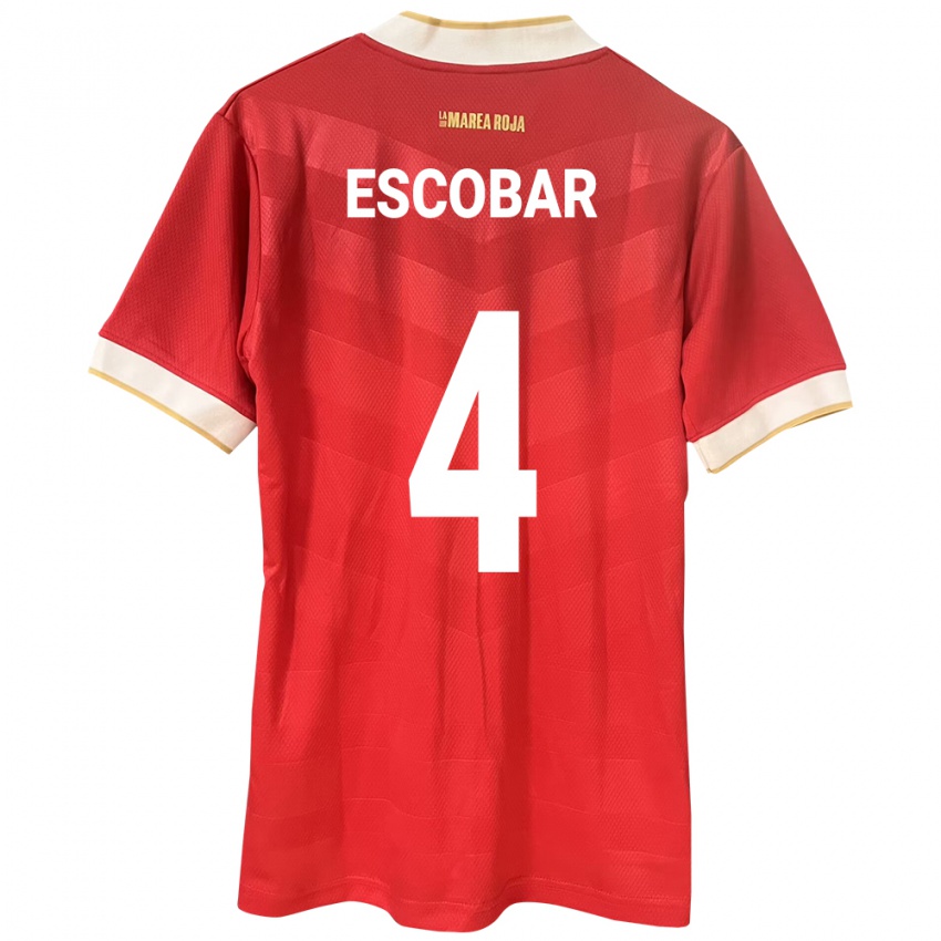 Mujer Camiseta Panamá Fidel Escobar #4 Rojo 1ª Equipación 24-26 La Camisa Perú
