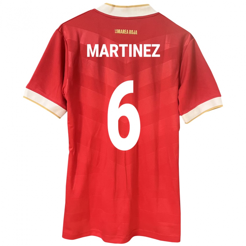 Mujer Camiseta Panamá Christian Martínez #6 Rojo 1ª Equipación 24-26 La Camisa Perú