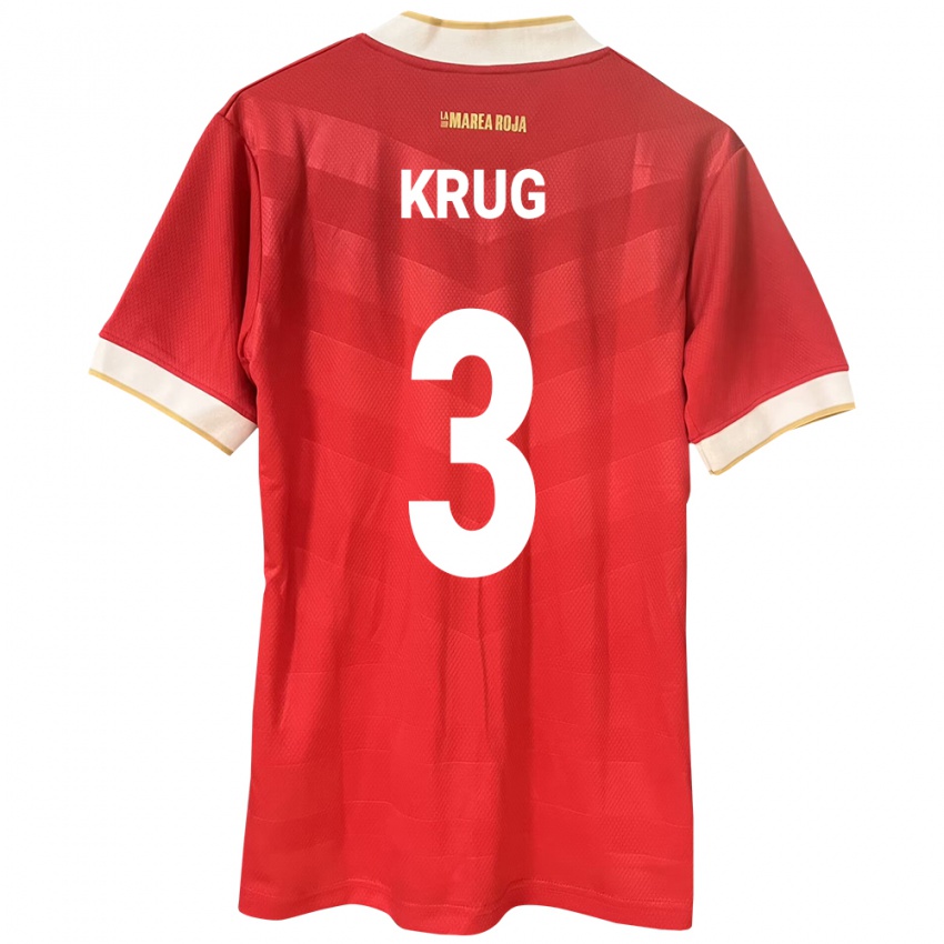 Mujer Camiseta Panamá Martín Krug #3 Rojo 1ª Equipación 24-26 La Camisa Perú